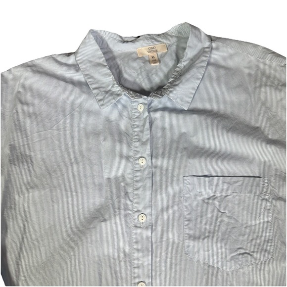 Como Vintage Blue & White Striped Button-Up Shirt – Size XL - Picture 2 of 4